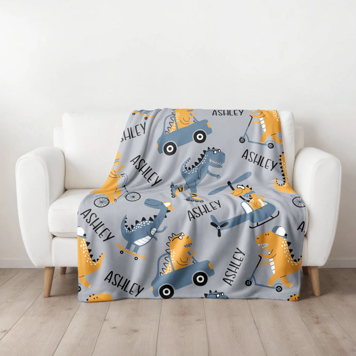 Personalized Gift | Custom Name Blanket For Kids | Dinosaur BL-04