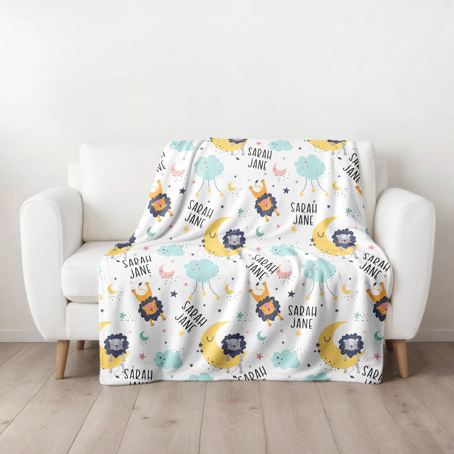 Personalized Gift | Custom Name Blanket For Kids | Happy Lion BL-16