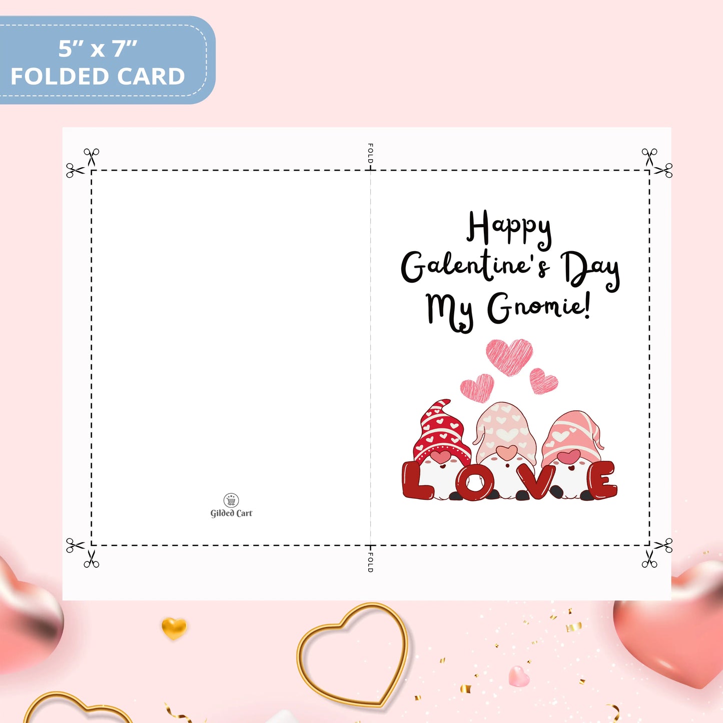 Valentines Card Printable Digital Download | Happy Galentine's Day My Gnomie 31