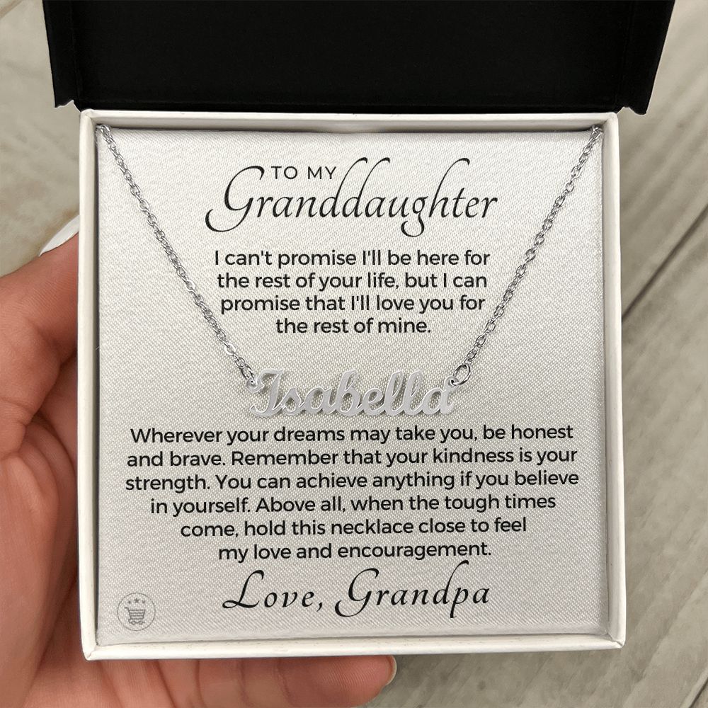 Personalized Granddaughter Gift From Grandpa | My Promise Name Necklace 0690NNT8
