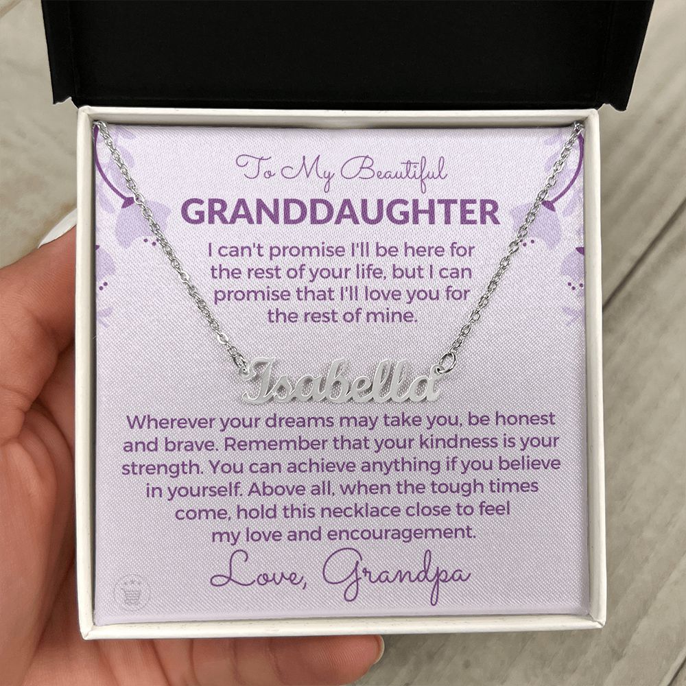 Personalized Granddaughter Gift From Grandpa | My Promise Name Necklace 0690NNT7