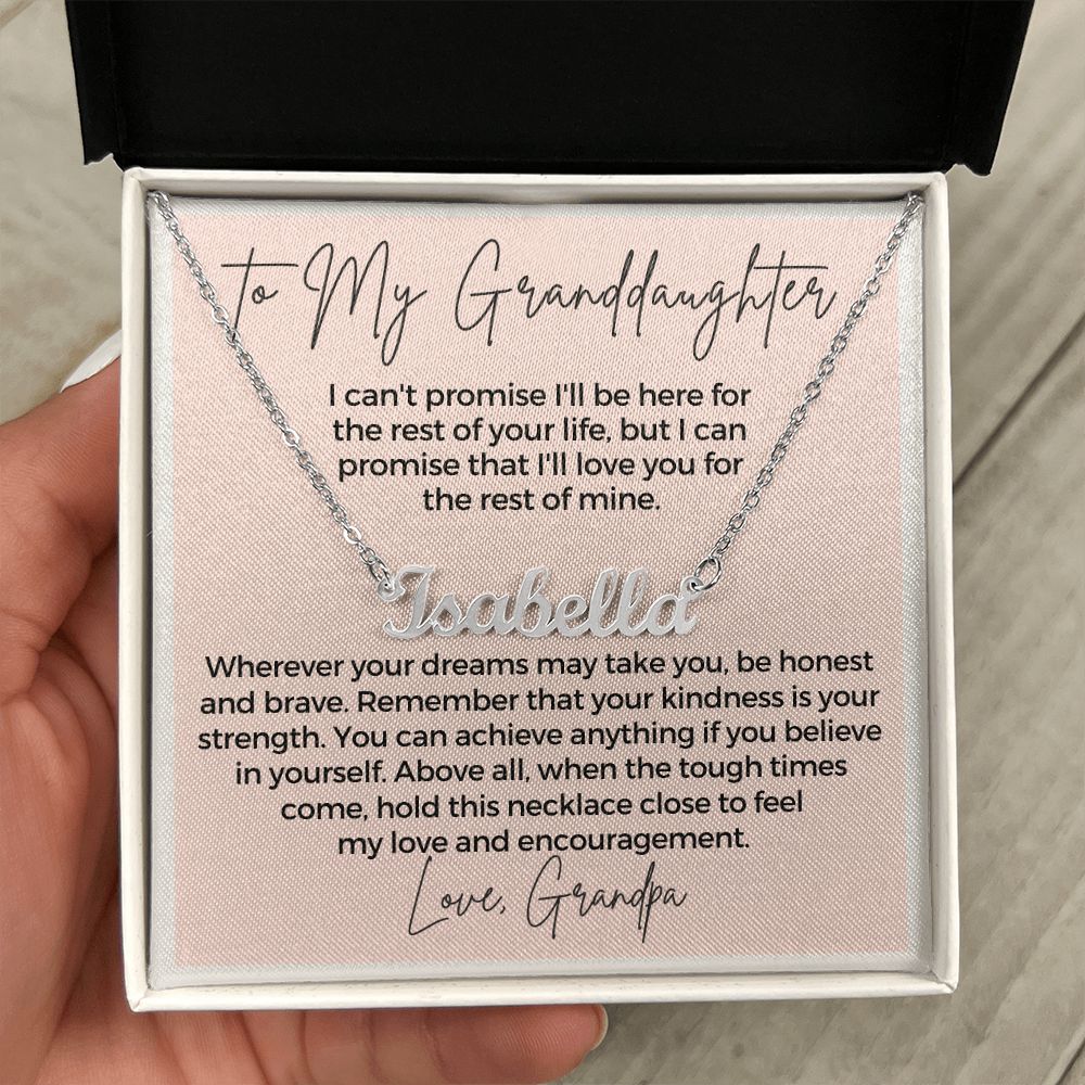 Personalized Granddaughter Gift From Grandpa | My Promise Name Necklace 0690NNT4