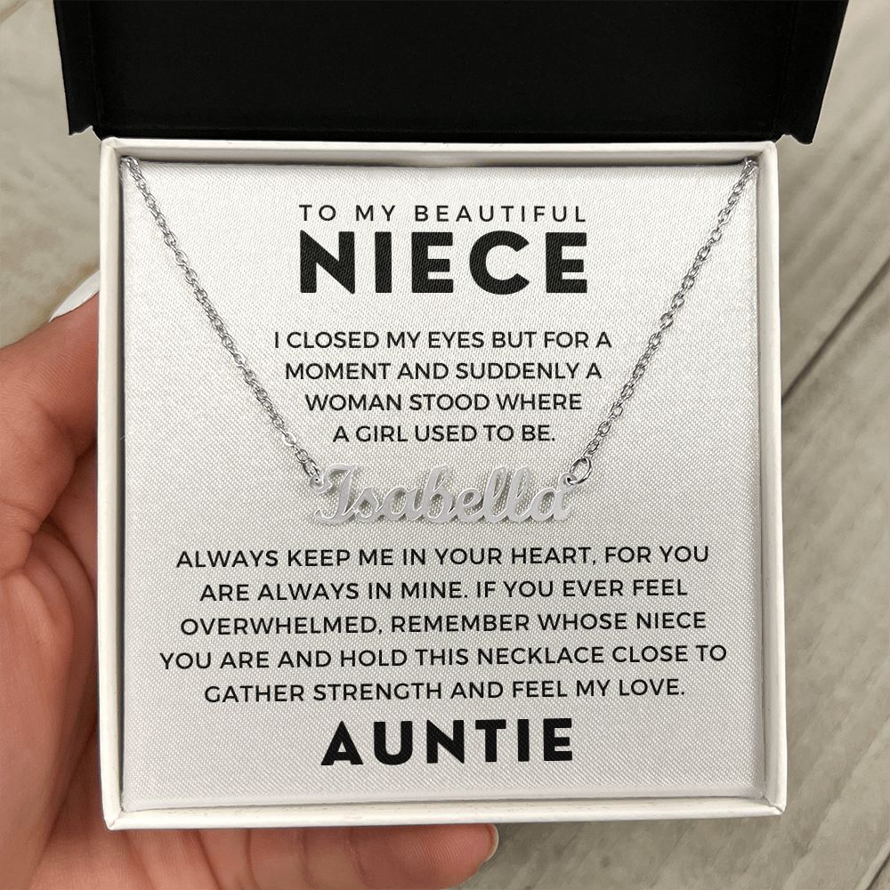 Personalized Niece Gift From Aunt | In My Heart Name Necklace 0631NNT9