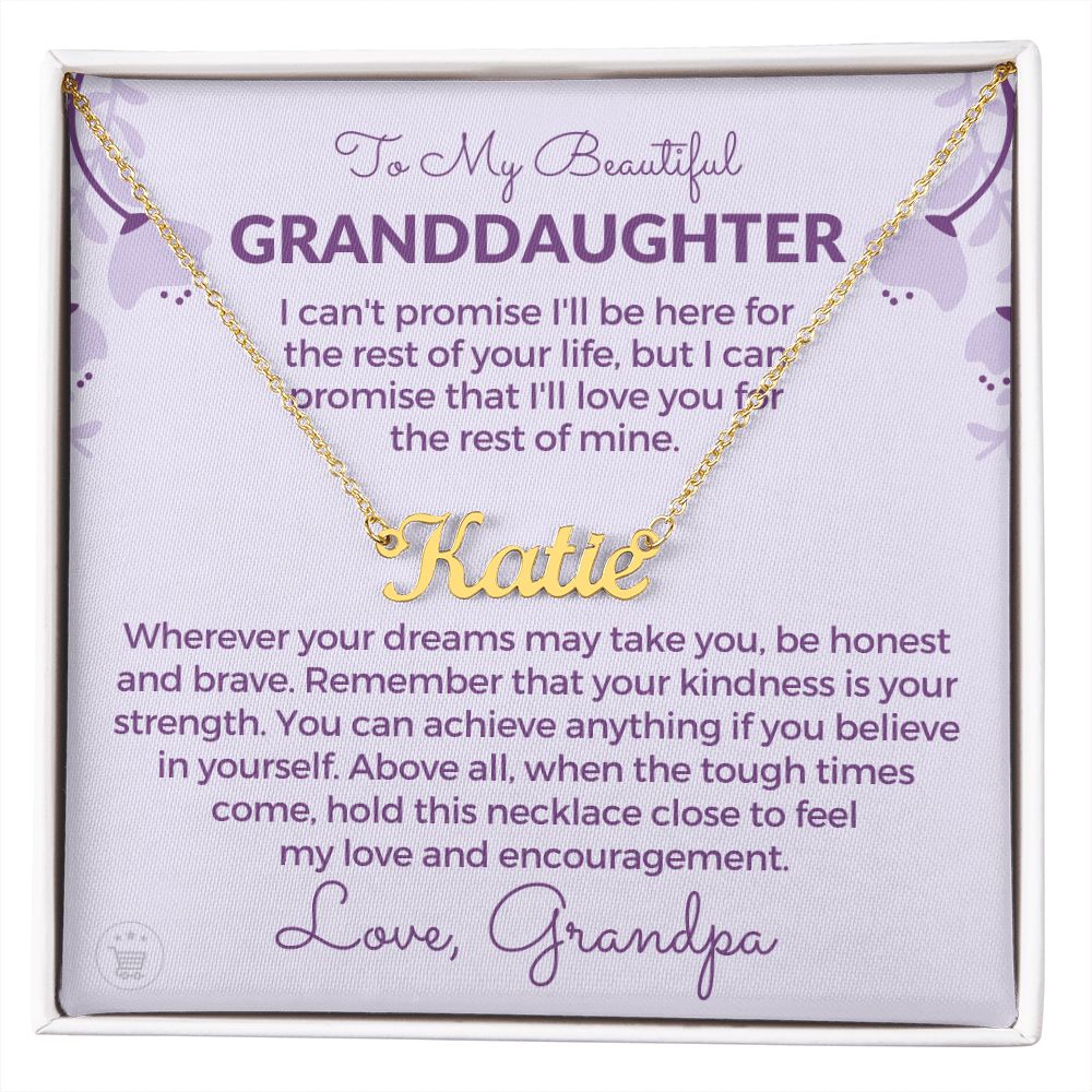 Personalized Granddaughter Gift From Grandpa | My Promise Name Necklace 0690NNT7
