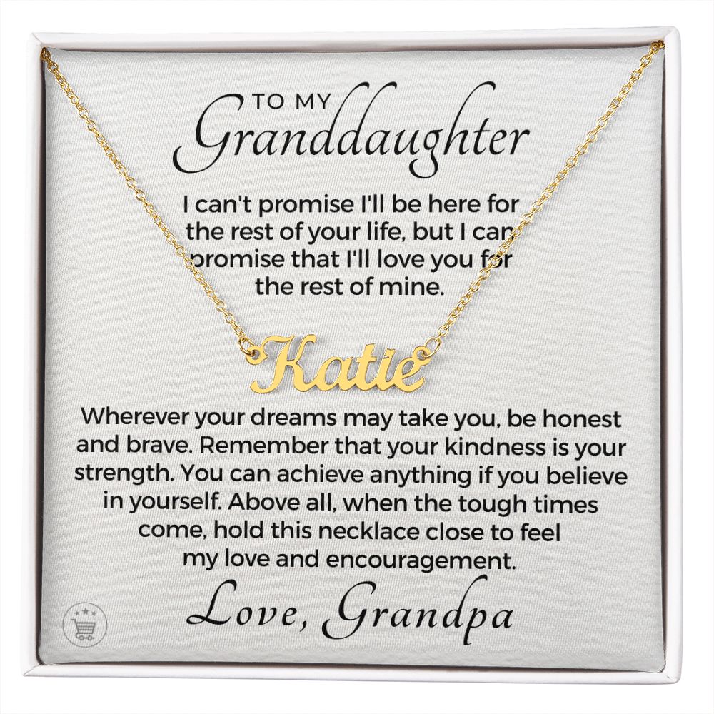 Personalized Granddaughter Gift From Grandpa | My Promise Name Necklace 0690NNT8