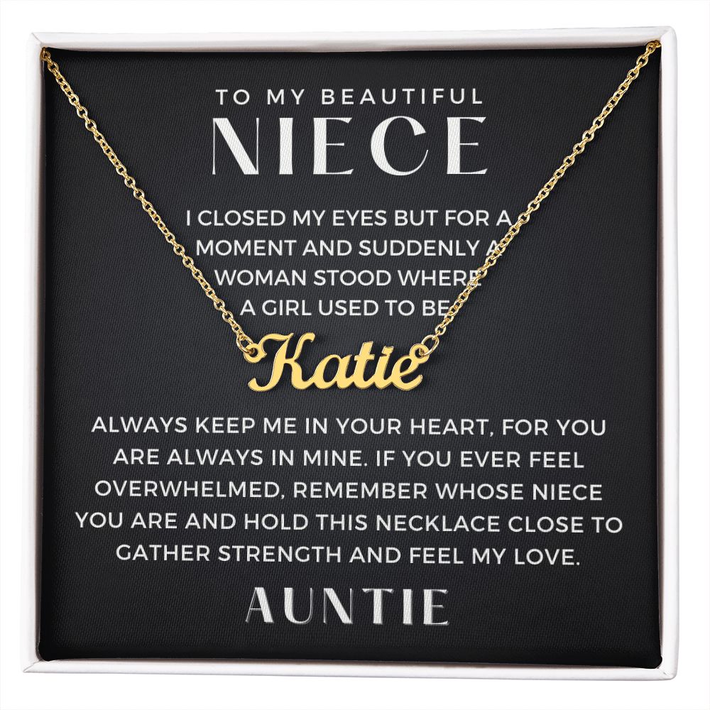 Personalized Niece Gift From Aunt | In My Heart Name Necklace 0631NNT8