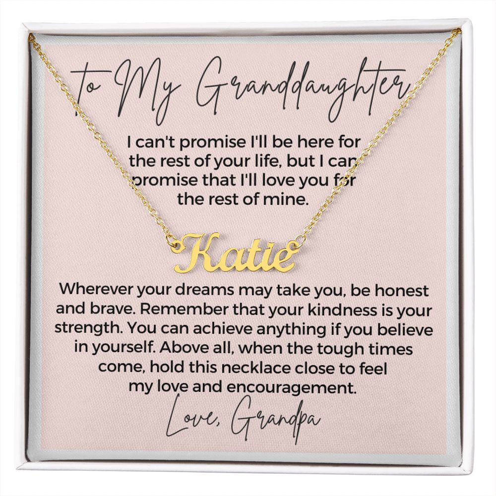 Personalized Granddaughter Gift From Grandpa | My Promise Name Necklace 0690NNT4