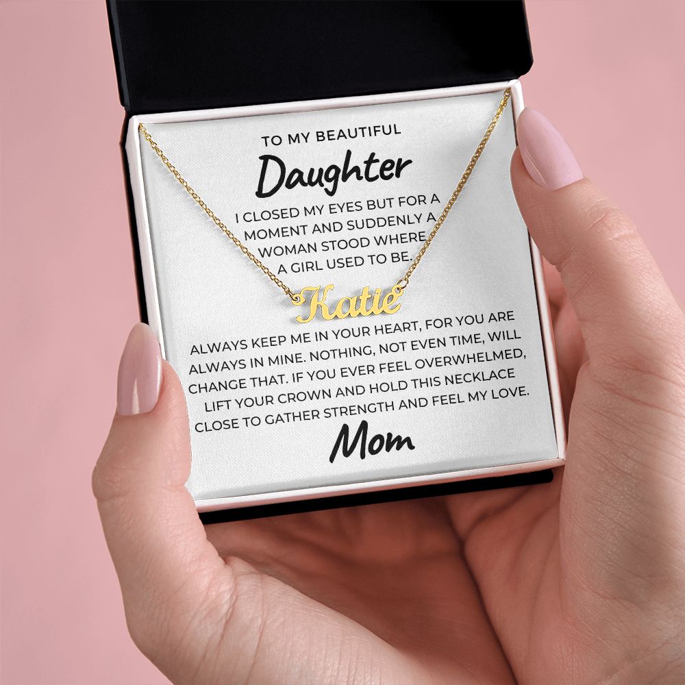 Personalized Daughter Gift From Mom | Keep Me Name Necklace 0714NNT1