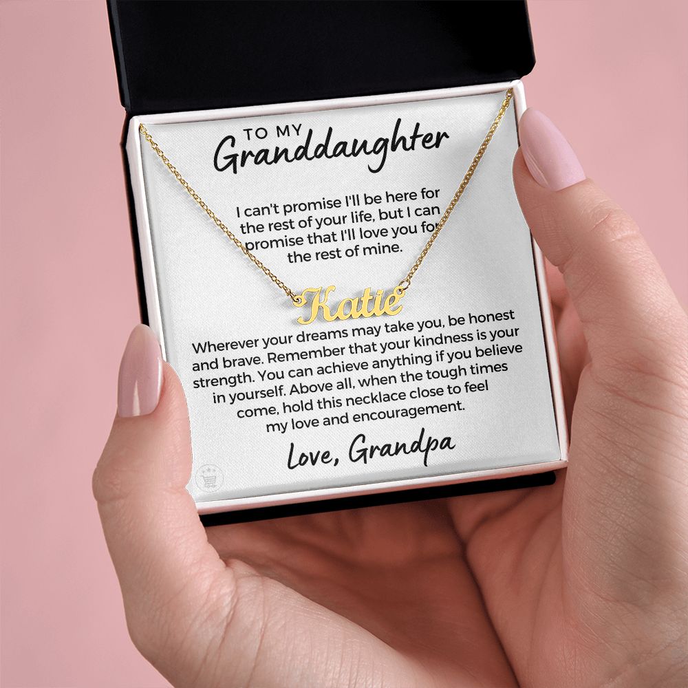 Personalized Granddaughter Gift From Grandpa | My Promise Name Necklace 0690NNT20