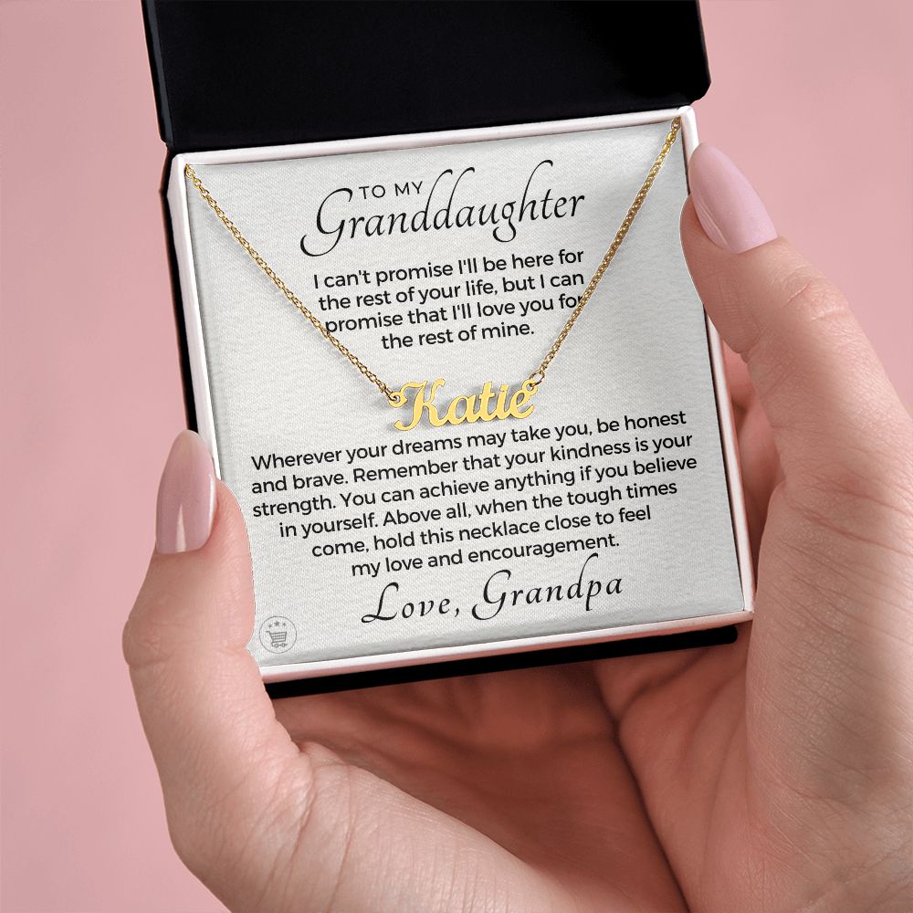 Personalized Granddaughter Gift From Grandpa | My Promise Name Necklace 0690NNT8