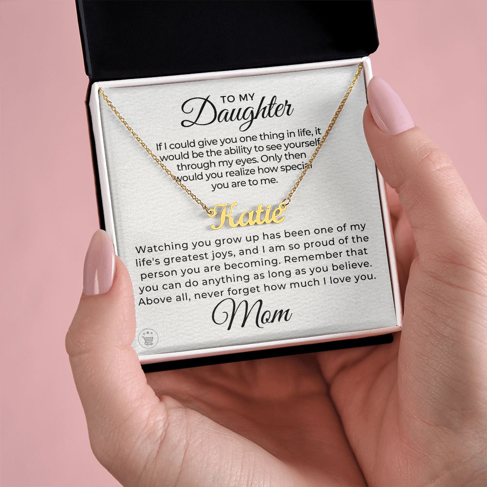 Personalized Daughter Gift From Mom | Believe Name Necklace 0576NNT5