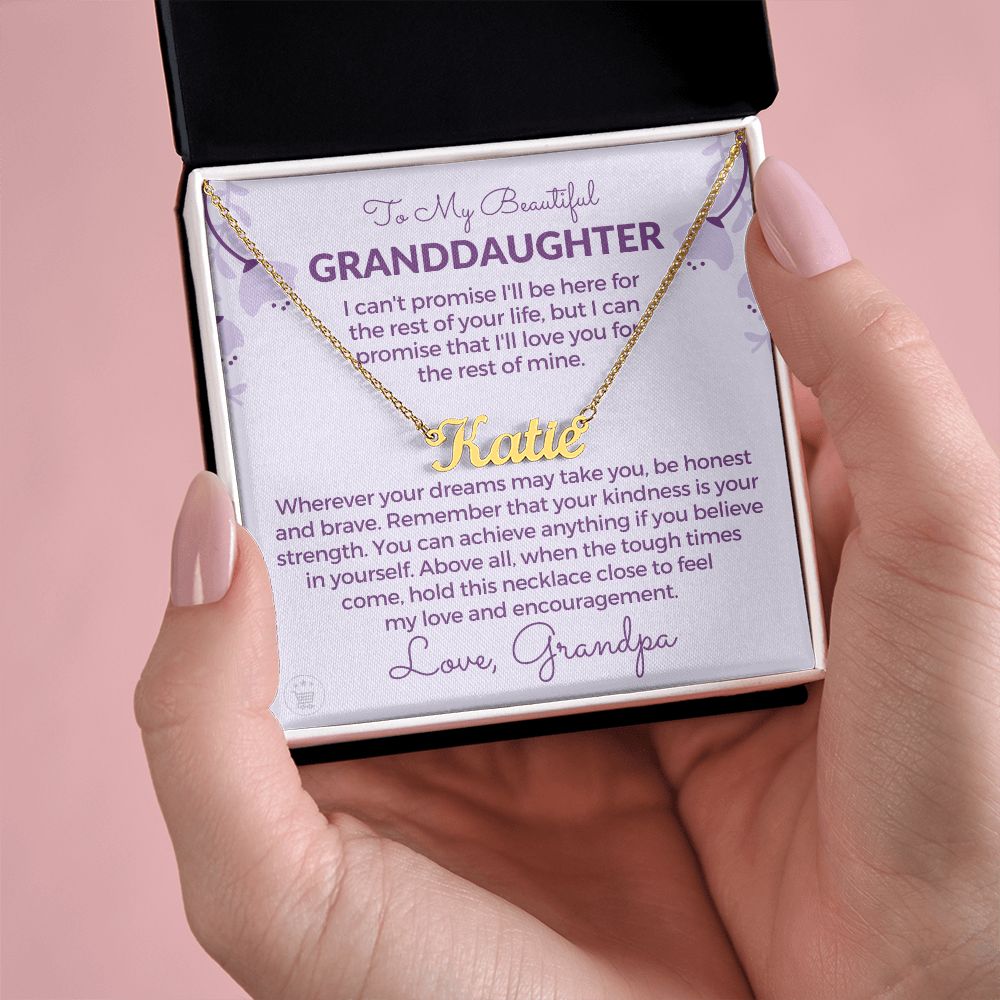 Personalized Granddaughter Gift From Grandpa | My Promise Name Necklace 0690NNT7