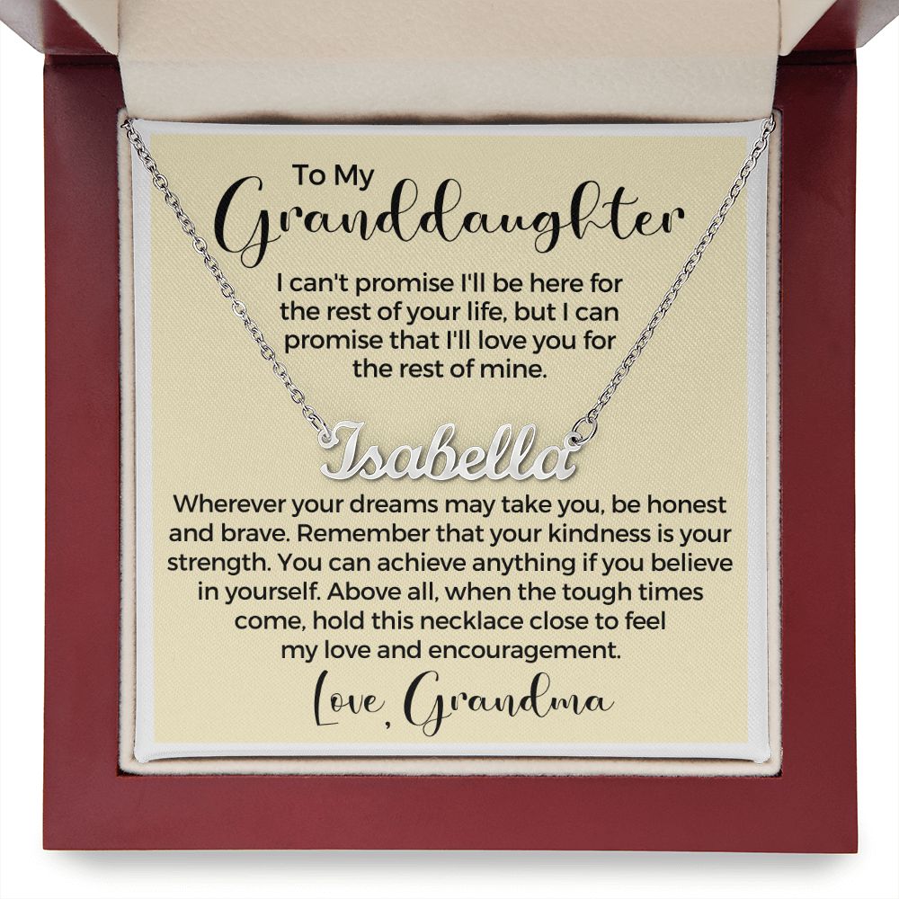 Personalized Granddaughter Gift From Grandma | My Promise Name Necklace 0546NNT16