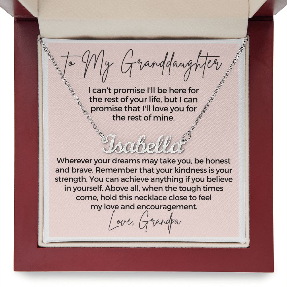 Personalized Granddaughter Gift From Grandpa | My Promise Name Necklace 0690NNT4
