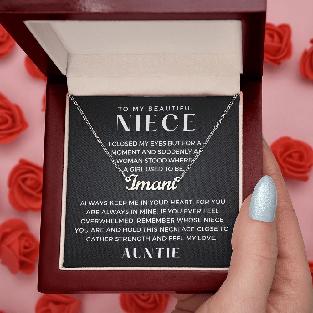 Personalized Niece Gift From Aunt | In My Heart Name Necklace 0631NNT8