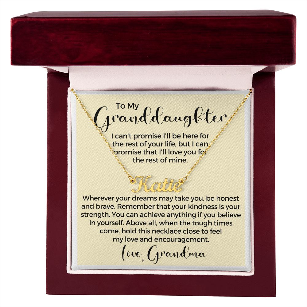 Personalized Granddaughter Gift From Grandma | My Promise Name Necklace 0546NNT16