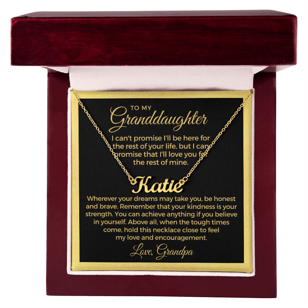 Personalized Granddaughter Gift From Grandpa | My Promise Name Necklace 0690NNT15
