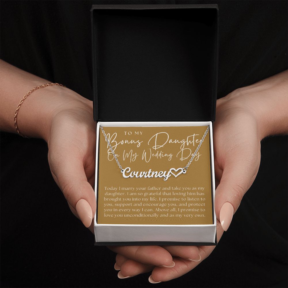 Personalized Stepdaughter Wedding Gift | Promise Name Necklace 0634HNNT7
