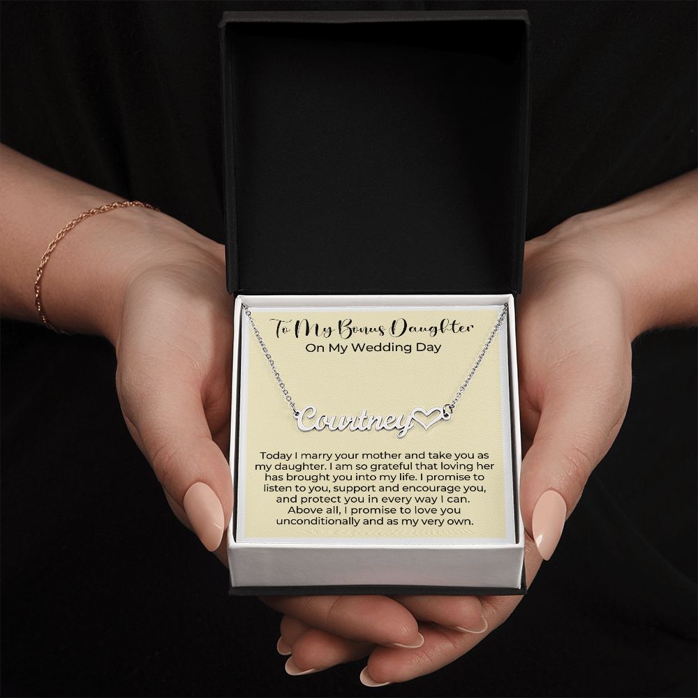 Personalized Stepdaughter Wedding Gift | Promise Name Necklace 0551HNNT12