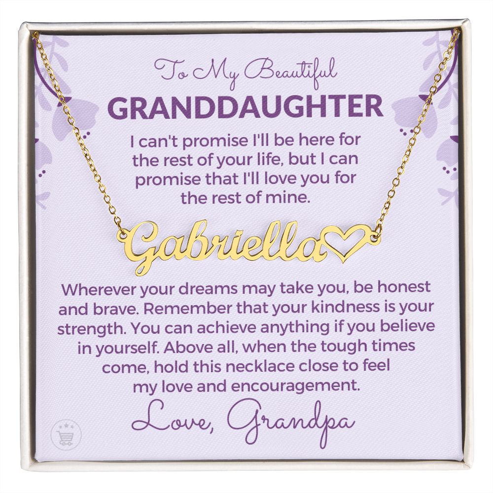 Personalized Granddaughter Gift From Grandpa | My Promise Name Necklace 0690HNNT7