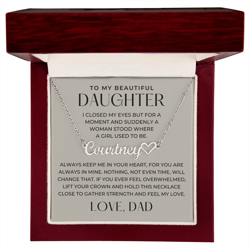 Personalized Daughter Gift From Dad | Keep Me Name Necklace 0727HNNT5