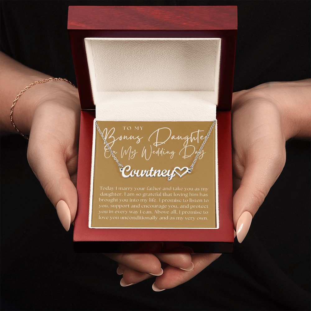 Personalized Stepdaughter Wedding Gift | Promise Name Necklace 0634HNNT7