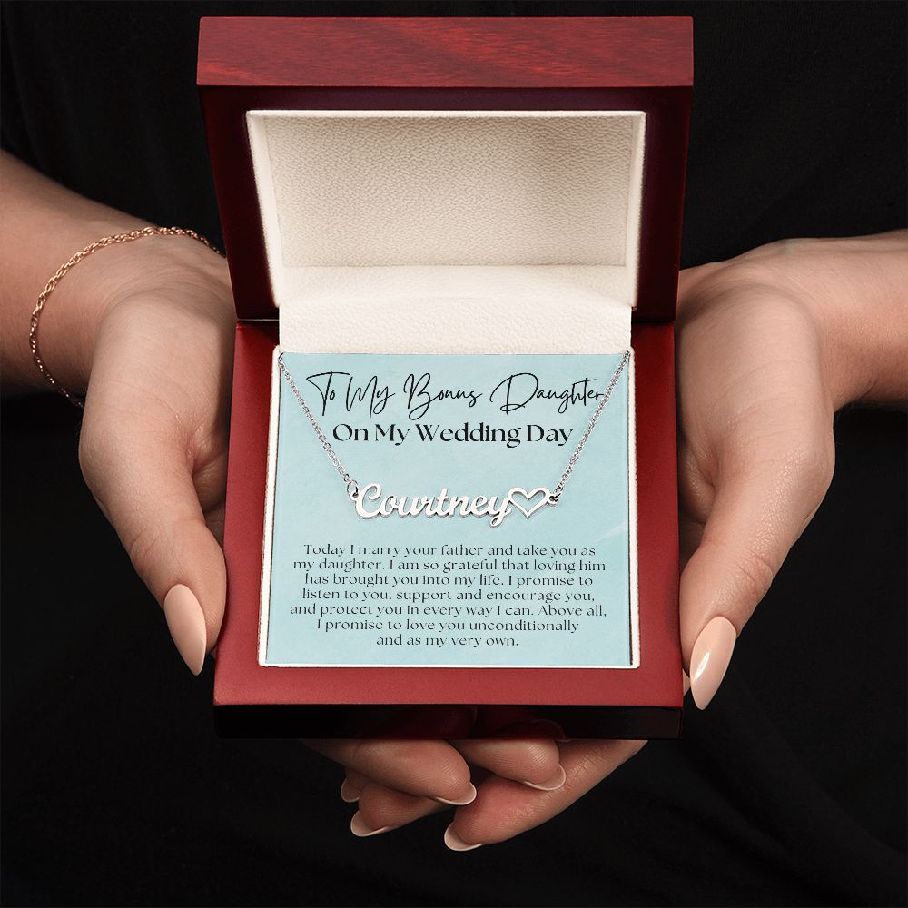 Personalized Stepdaughter Wedding Gift | Promise Name Necklace 0634HNNT10