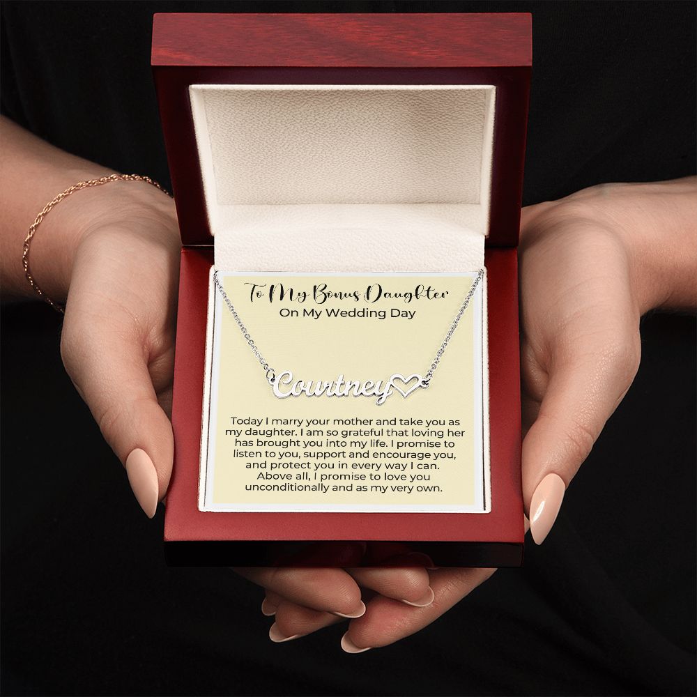 Personalized Stepdaughter Wedding Gift | Promise Name Necklace 0551HNNT12
