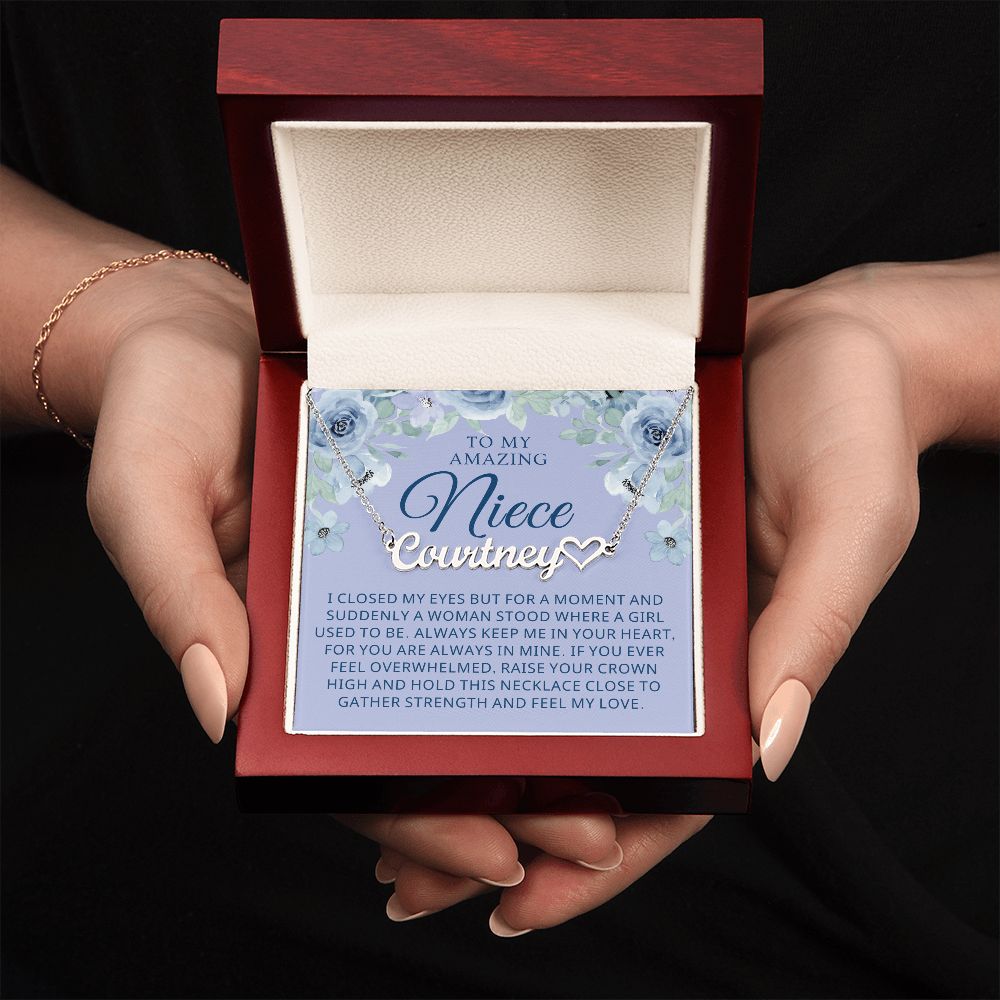 Personalized Niece Gift From Aunt | In My Heart Name Necklace 0632HNNT13