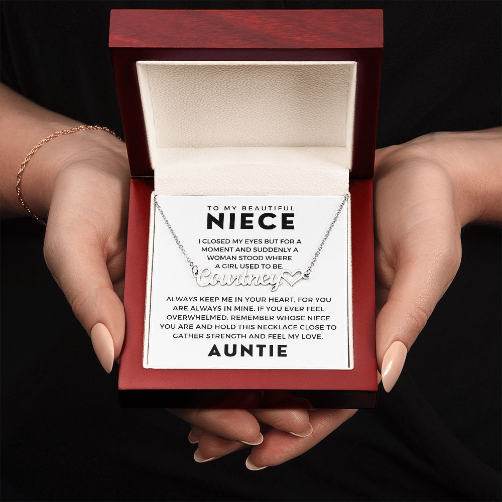 Personalized Niece Gift From Aunt | In My Heart Name Necklace 0631HNNT9