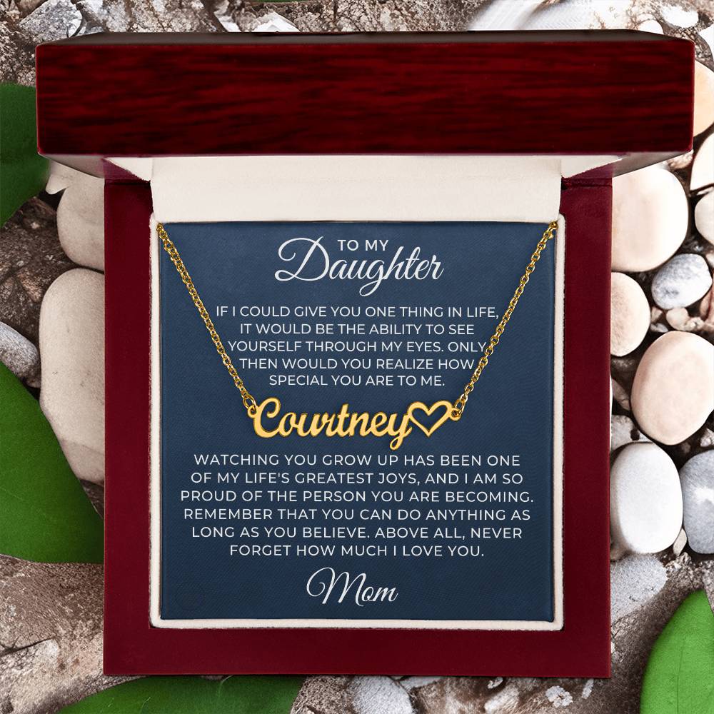 Personalized Daughter Gift From Mom | Believe Name Necklace 0576HNNT12