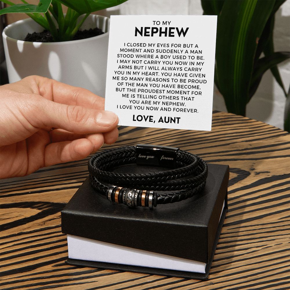 Gift For Nephew From Aunt | Proudest Leather Bracelet 0861BT1
