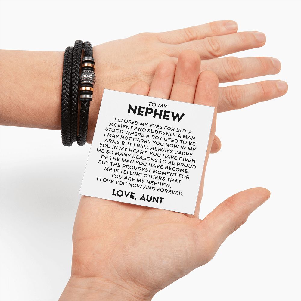 Gift For Nephew From Aunt | Proudest Leather Bracelet 0861BT1