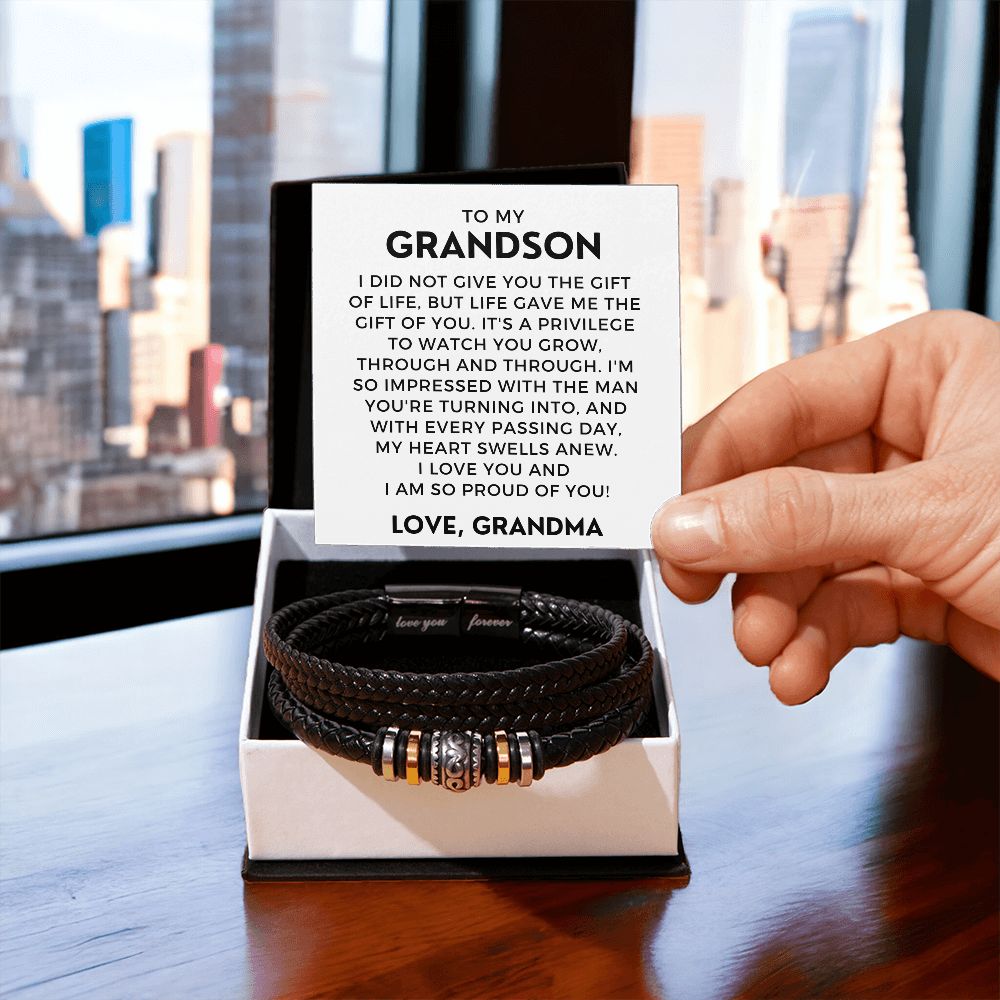 Gift For Grandson From Grandma | The Gift Leather Bracelet 0863BT1