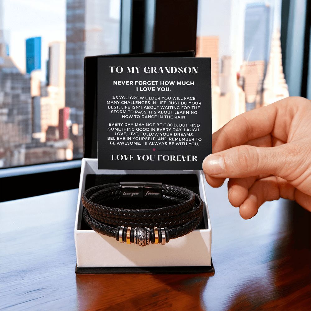 Gift For Grandson From Grandma | Forever Leather Bracelet 0866BT2