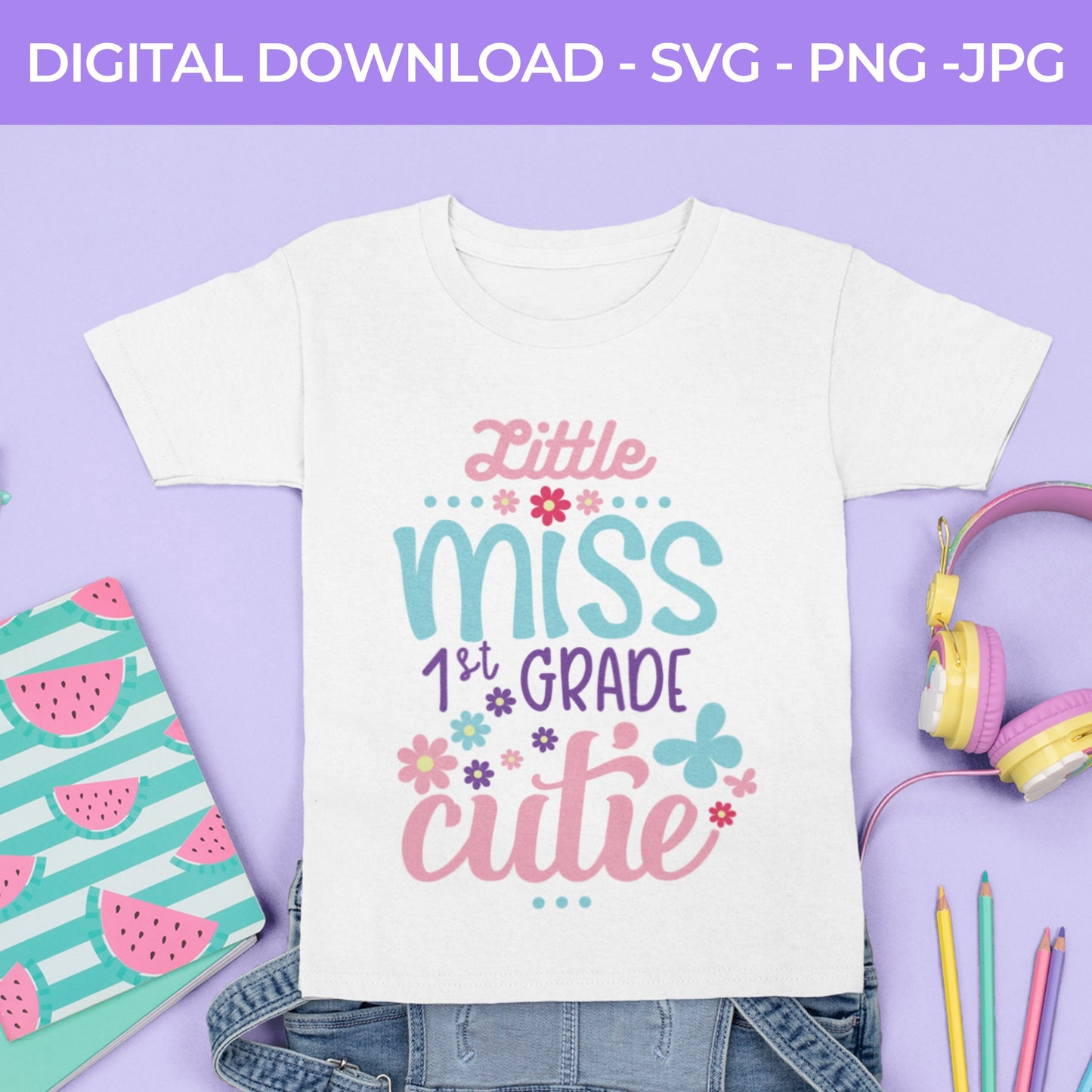 Back To School | Little Ms. First Grade SVG, PNG, JPG Teacher School, Digital Download 069