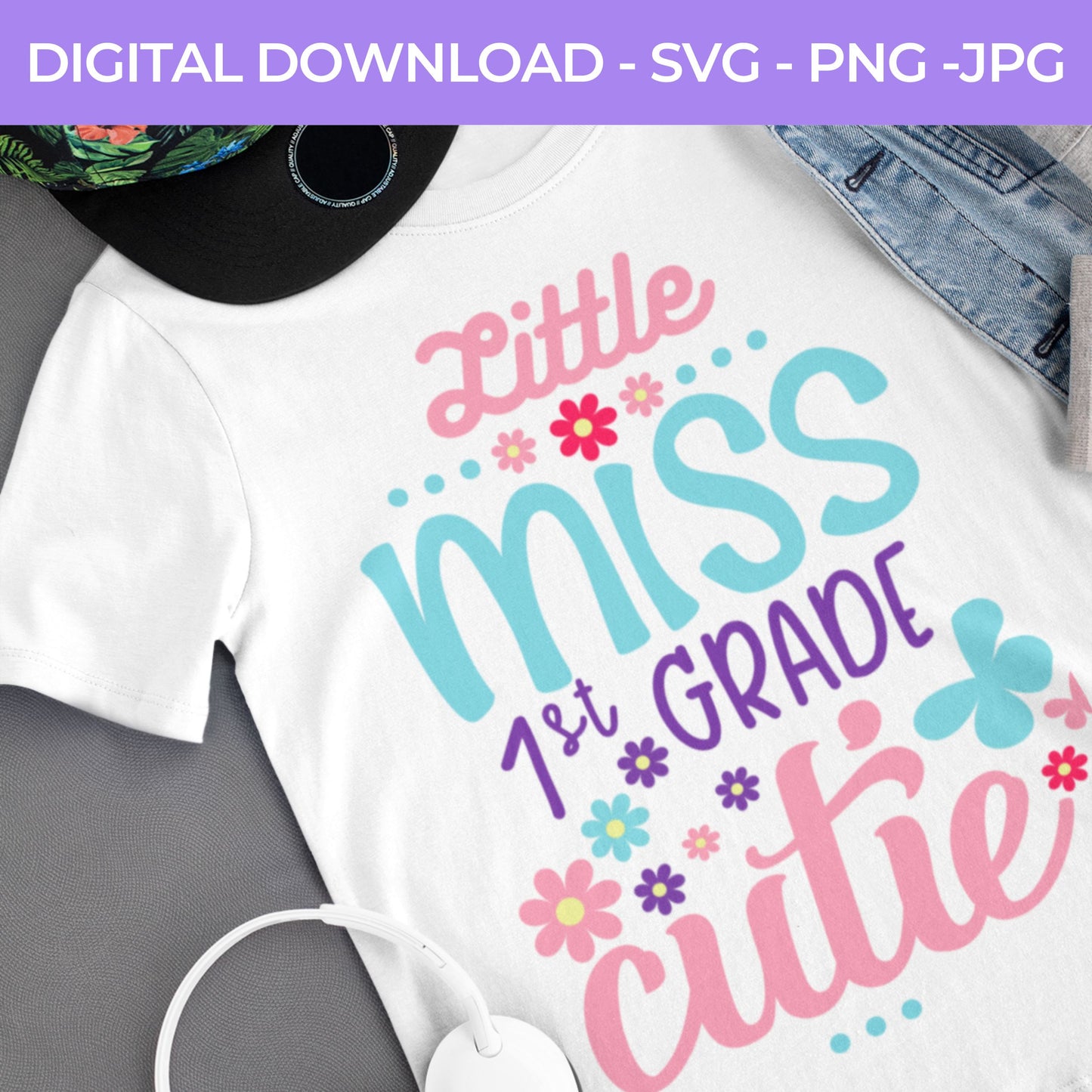 Back To School | Little Ms. First Grade SVG, PNG, JPG Teacher School, Digital Download 069