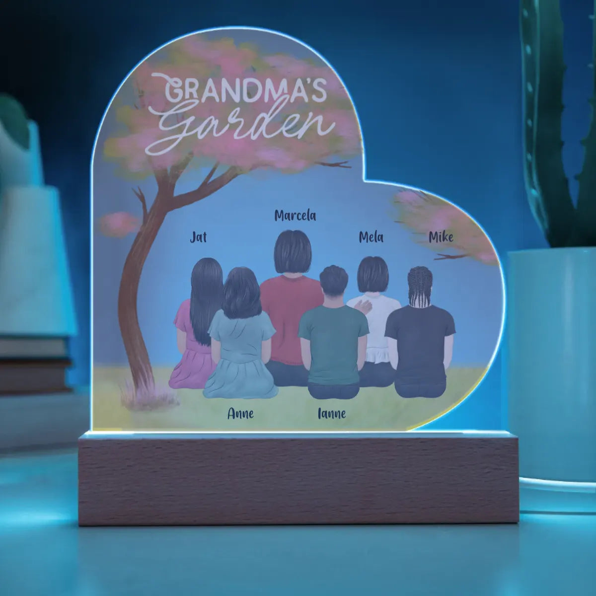 Personalized Gift | Custom Acrylic Heart Plaque For Grandmother | Grandmother's Garden HA-14