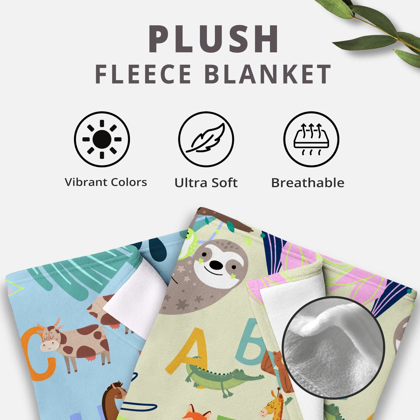 Personalized Gift | Custom Name Blanket For Kids | Alphabet and Animals BL-18