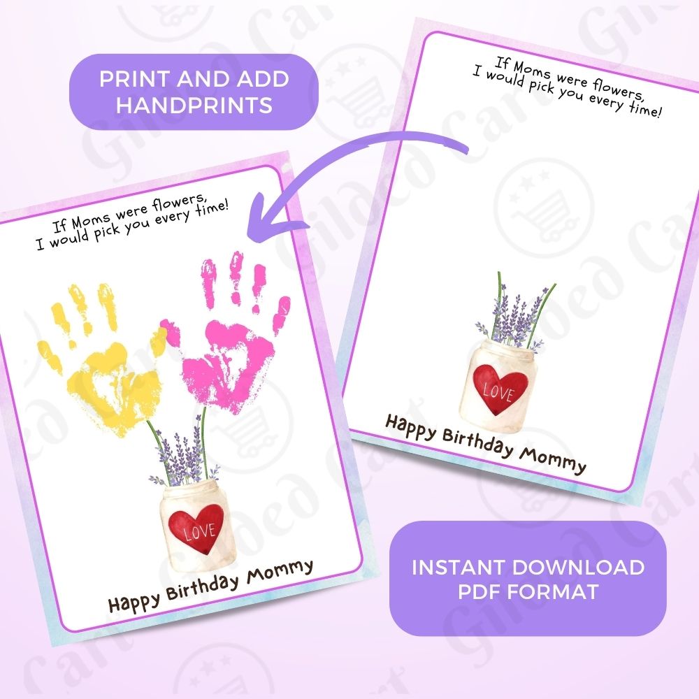 Printable Handprint Art | Birthday Digital Download Gift for Mommy 07