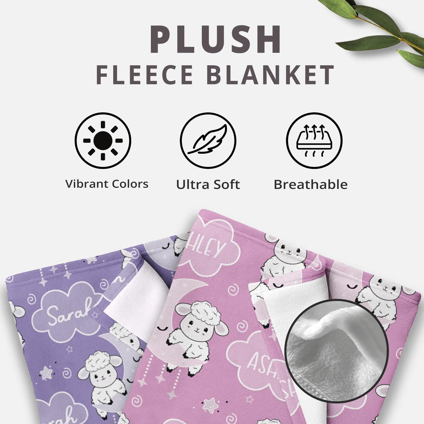 Personalized Gift | Custom Name Blanket For Kids | Moon and Sheep BL-05