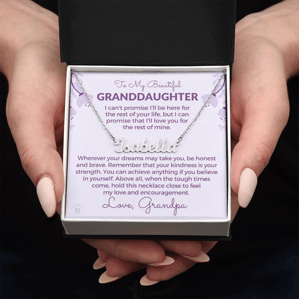 Personalized Granddaughter Gift From Grandpa | My Promise Name Necklace 0690NNT7