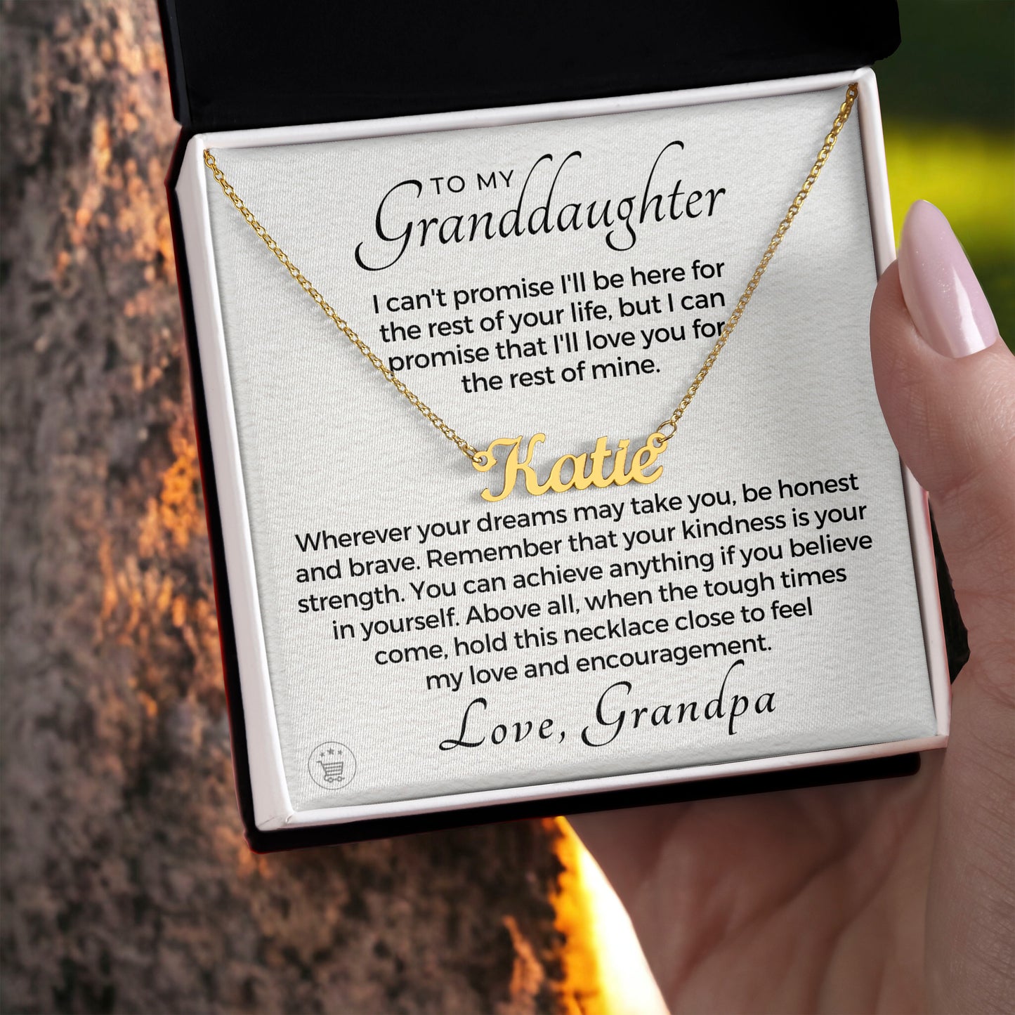 Personalized Granddaughter Gift From Grandpa | My Promise Name Necklace 0690NNT8