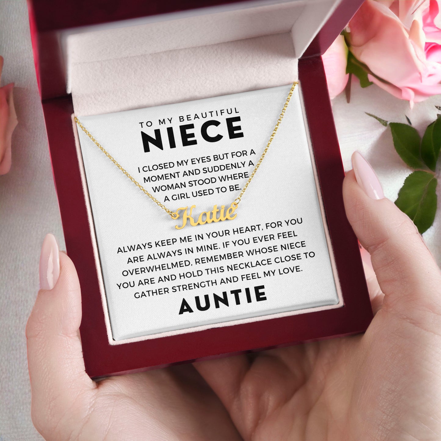 Personalized Niece Gift From Aunt | In My Heart Name Necklace 0631NNT9