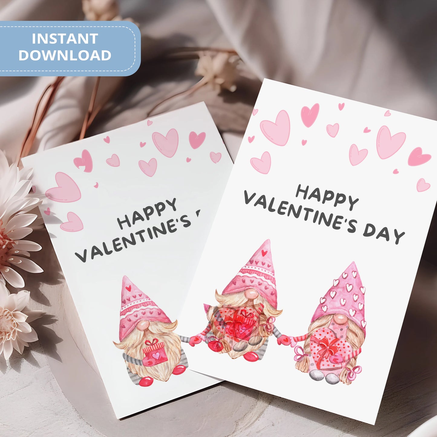 Valentines Card Printable Digital Download | Valentines Gnome Card 32