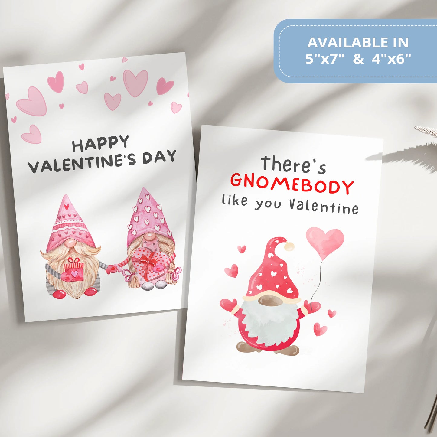 Valentines Card Printable Digital Download | There's Gnomebody Like You Valentine 42