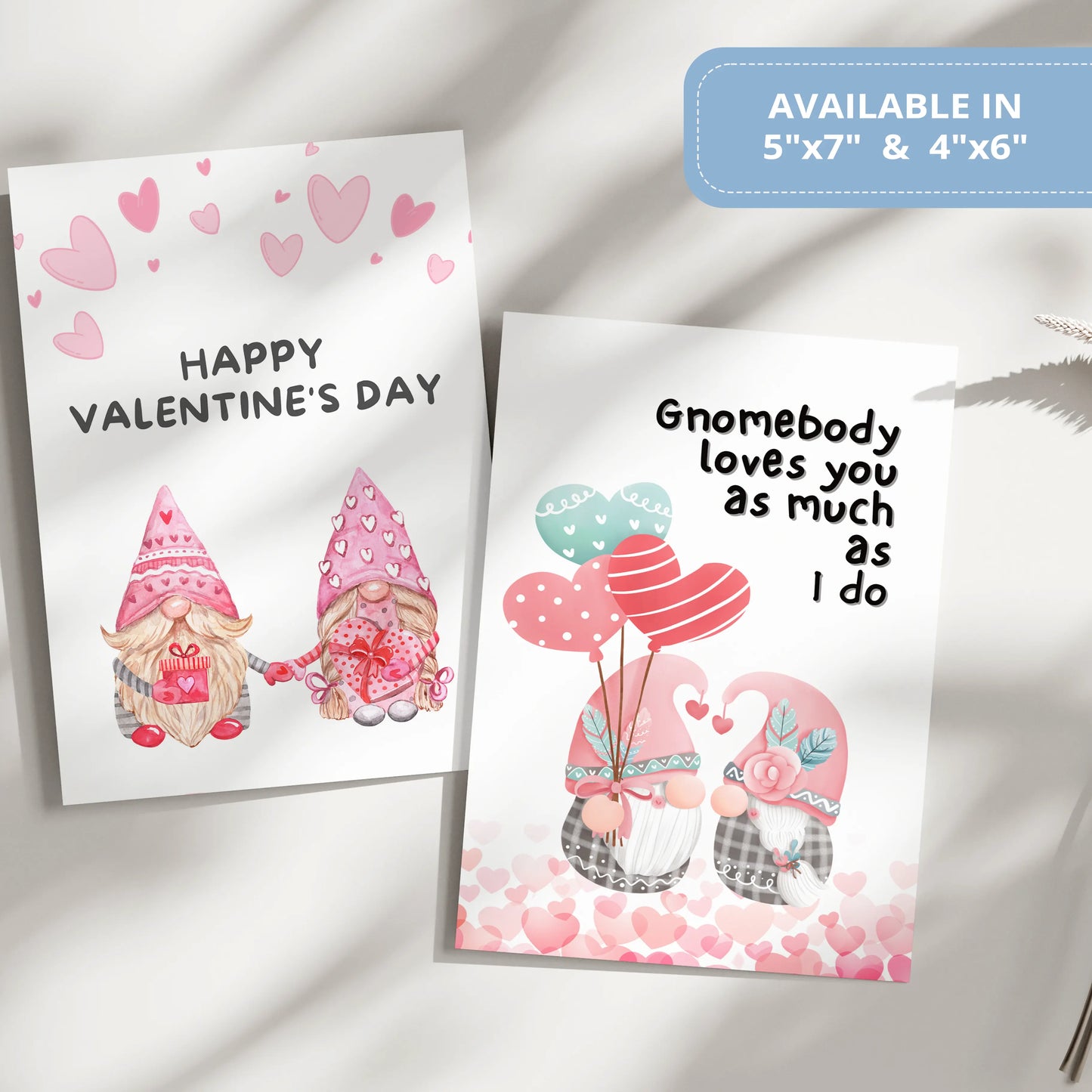 Valentines Card Printable Digital Download | Gnomebody Loves You As Much As I Do 41