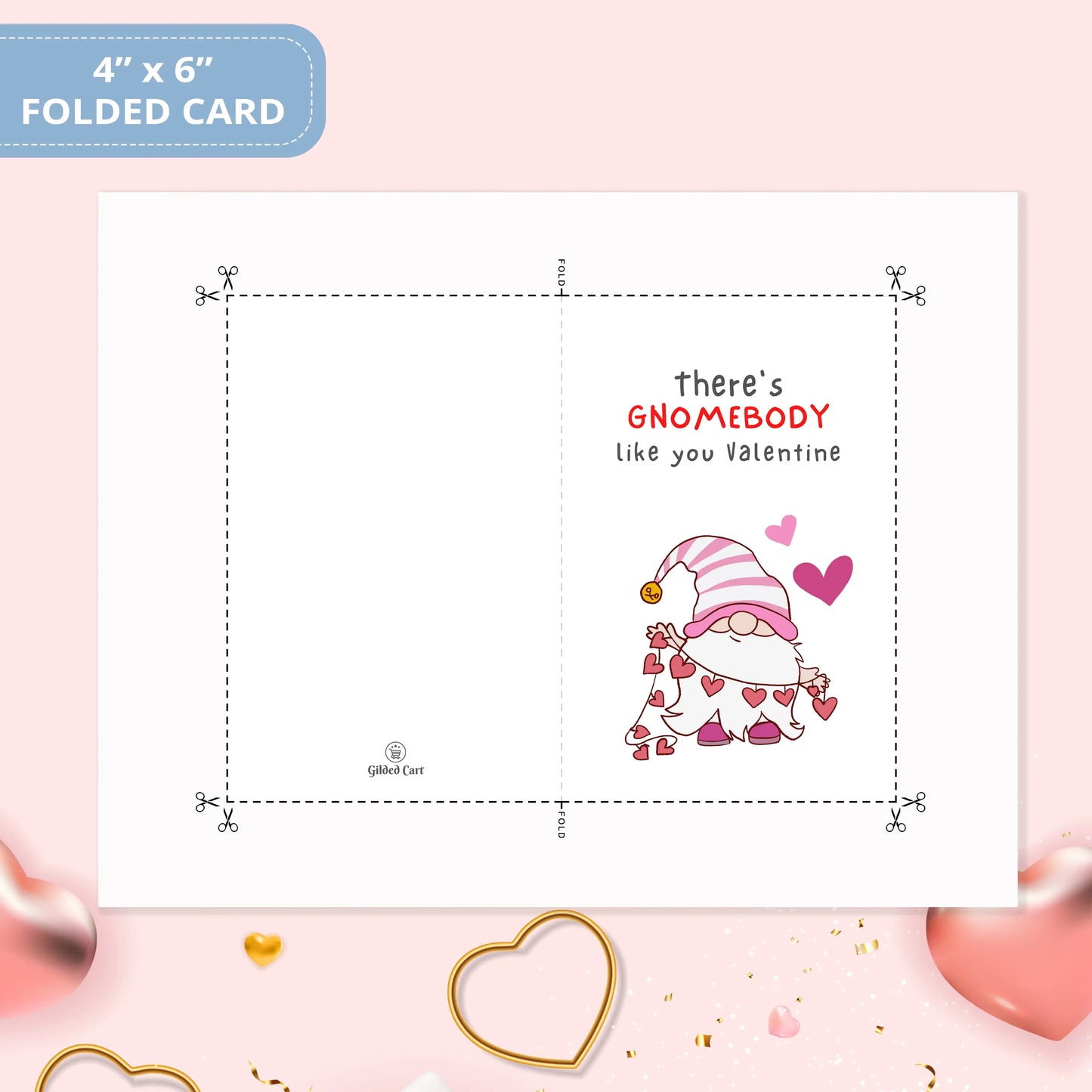 Valentines Card Printable Digital Download | There's Gnomebody Like You Valentine 43