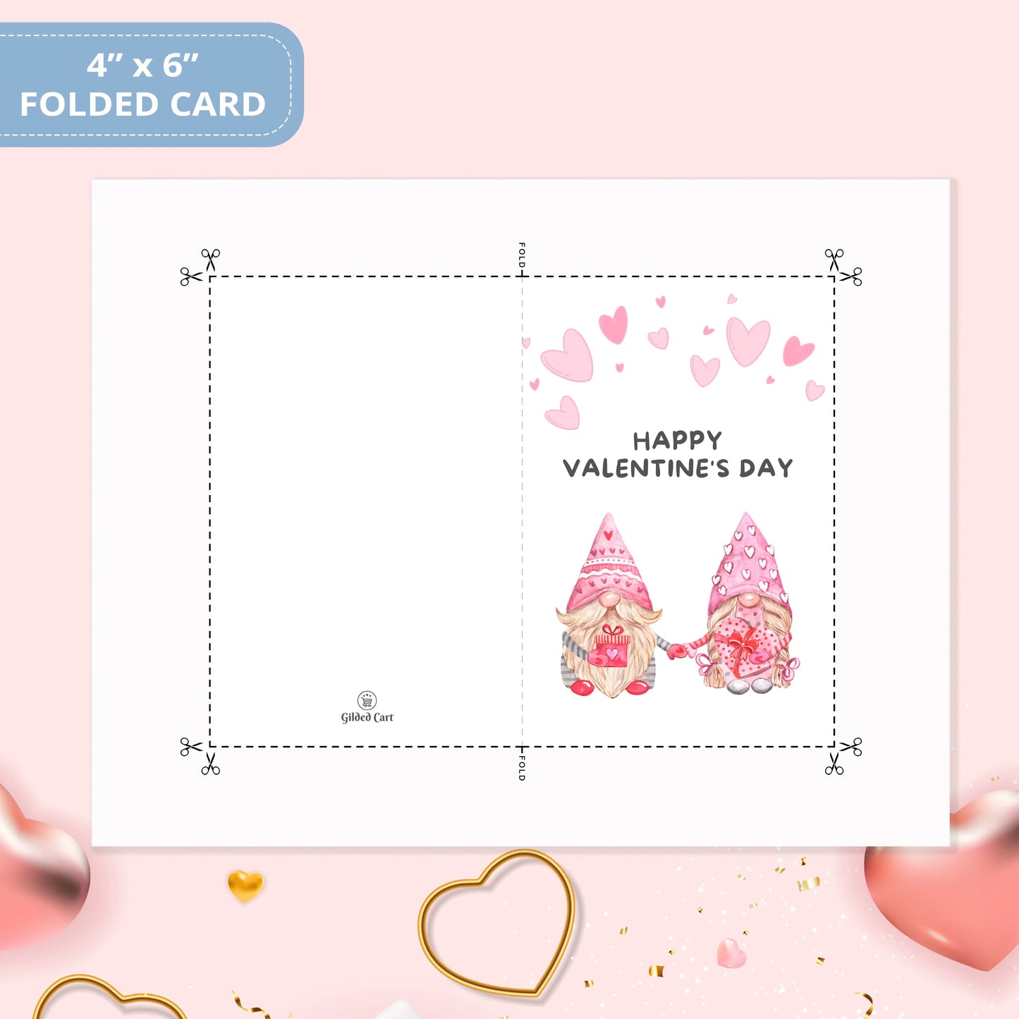 Valentines Card Printable Digital Download | Valentines Gnome Card 32