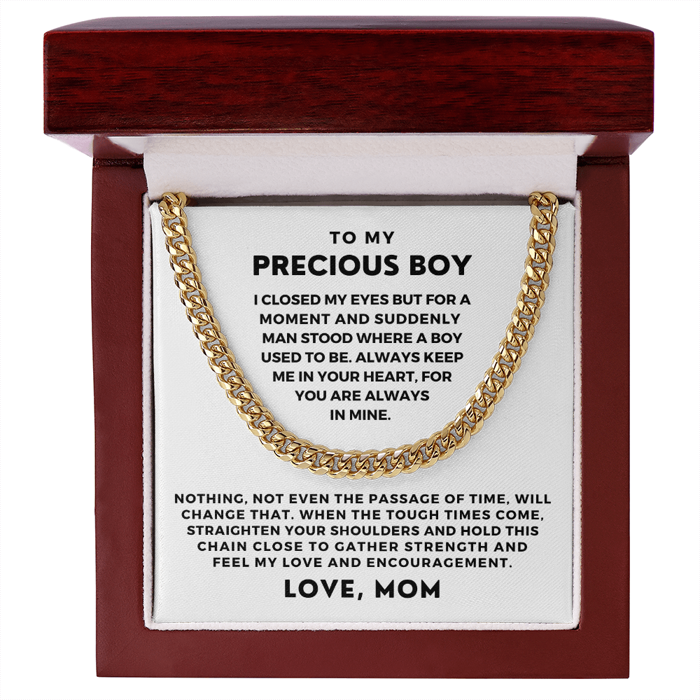 Gift for Adult Son From Mom | In Your Heart Cuban Link Chain 0596T2